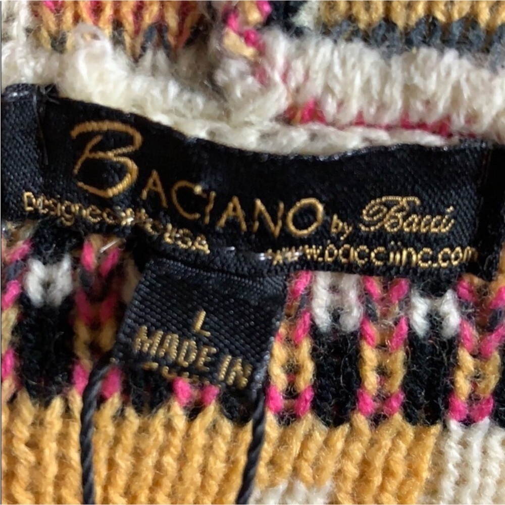 Baciano by Bacci tribal print / Aztec design cardigan sweater Size Large New - Picture 10 of 11